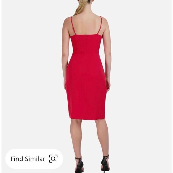 BCBGeneration Red Womens Sleeveless Mini Wrap Dress Size 14 - Picture 2 of 15